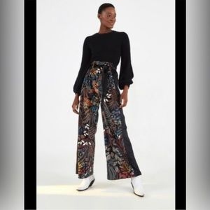 Farm Rio High Rise Paper Bag Wide Leg Pants